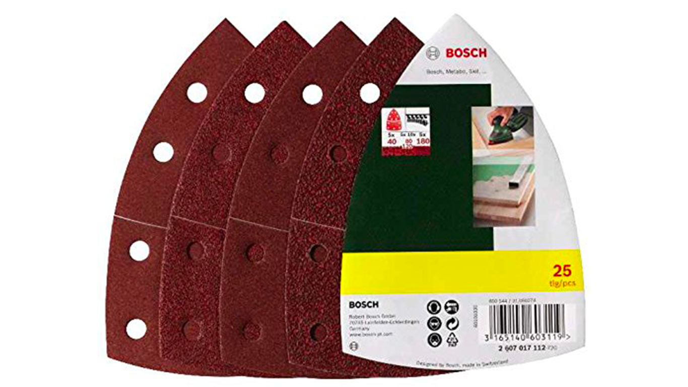 Bosch 2607017112 Set de 25 abrasifs pour Ponceuse multi 102 x 62 x 93 mm Grains 40/80/120/180 Bosch 2607017112 Set de 25 abrasifs pour Ponceuse multi 102 x 62 x 93 mm Grains 40/80/120/180