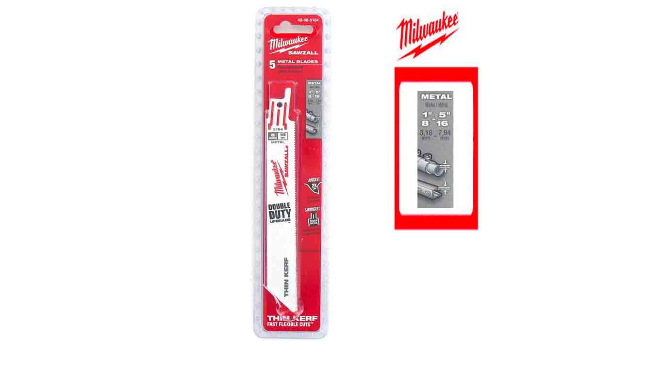  Pack de 5 lames de scie sabre bi-metal/co 150 mm MILWAUKEE SAWZALL 18 TPI 48005184 