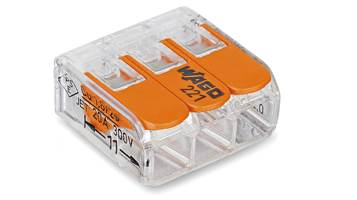 Wago 221-413 Borne de connexion 3 fils 0,2 à 4 mm² avec levier de commande Transparent Modèle compact Wago 221-413 Borne de connexion 3 fils 0,2 à 4 mm² avec levier de commande Transparent Modèle compact