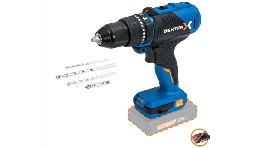 Perceuse à percussion sans fil DEXTER 20VID3-60BLA.1A Perceuse à percussion sans fil DEXTER 20VID3-60BLA.1A