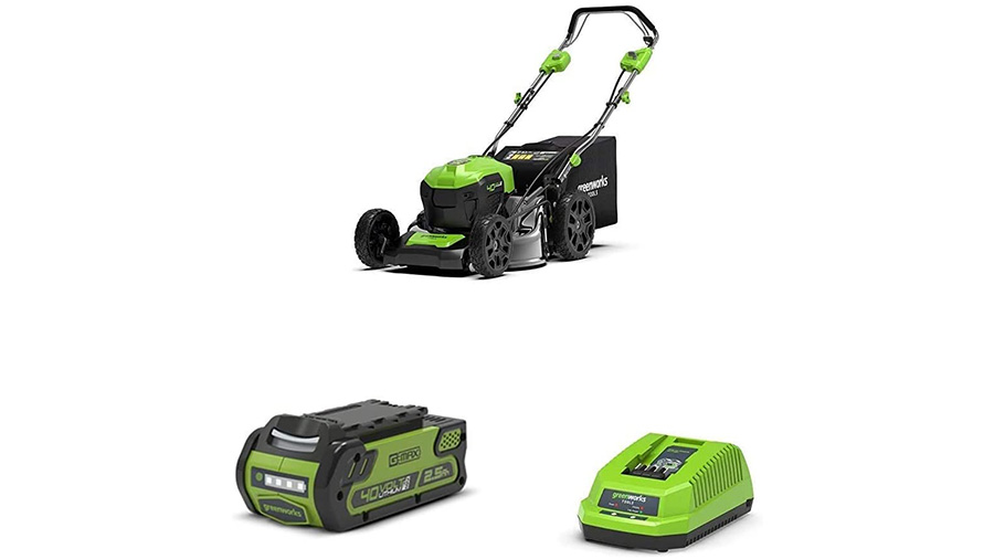 tondeuse à gazon sur batterie GD40LM46SP 2506807 avec batterie et chargeur Greenworks tondeuse à gazon sur batterie GD40LM46SP 2506807 avec batterie et chargeur Greenworks