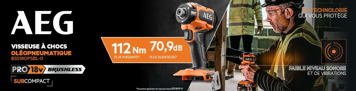 Visseuse à chocs oléopneumatique BSS18OPSBL-0 AEG : ultra silencieuse, compacte et puissante