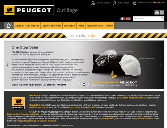 Site internet Peugeot Outillage