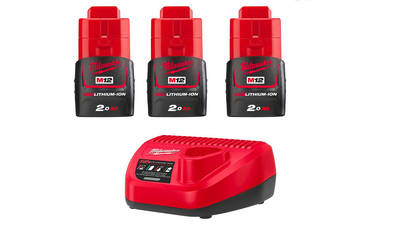 Pack de 3 batteries NRJ Milwaukee M12 2.0Ah - Chargeur 4933459210