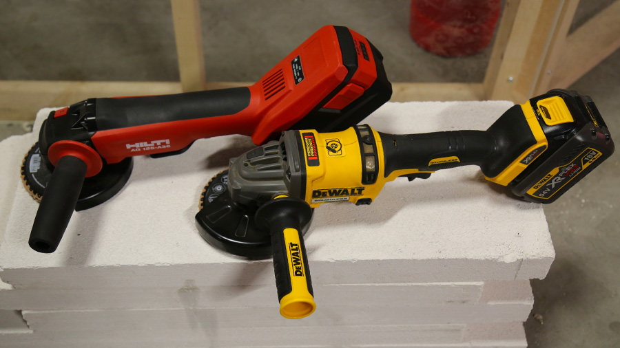 Meuleuses d'angle sur batterie HILTI AG 125-A36 et DEWALT DCG414T2 Meuleuses d'angle sur batterie HILTI AG 125-A36 et DEWALT DCG414T2